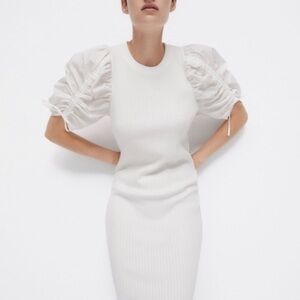 Zara White Ribbed Dress